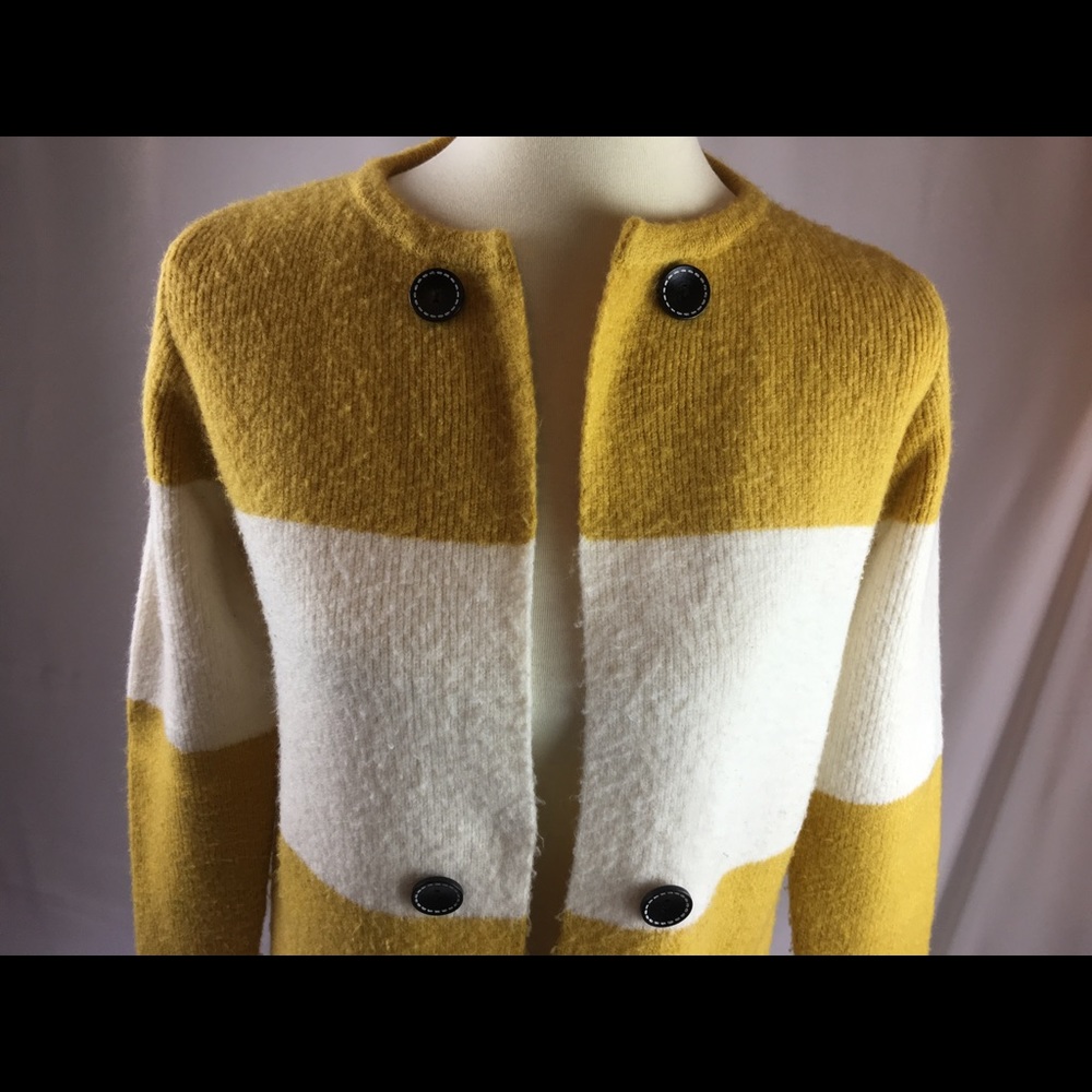 La Fee Verte cardigan. Yellow and white stripe. XS - Picture 5 of 8